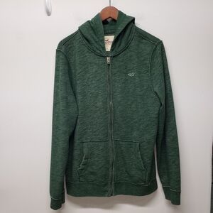 Hollister Full Zip Hoodie Sweatshirt Y2K Large Green Skater Streetwear Grunge